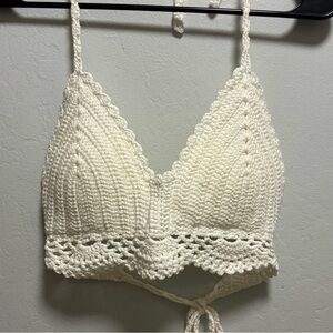 Crochet Halter Top in Cream